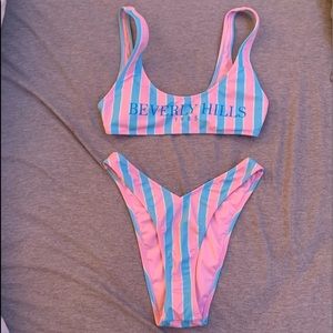 blue and pink padded bikini!
